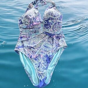 Lilly Pulitzer Blue and Pink One Piece Swimsuit